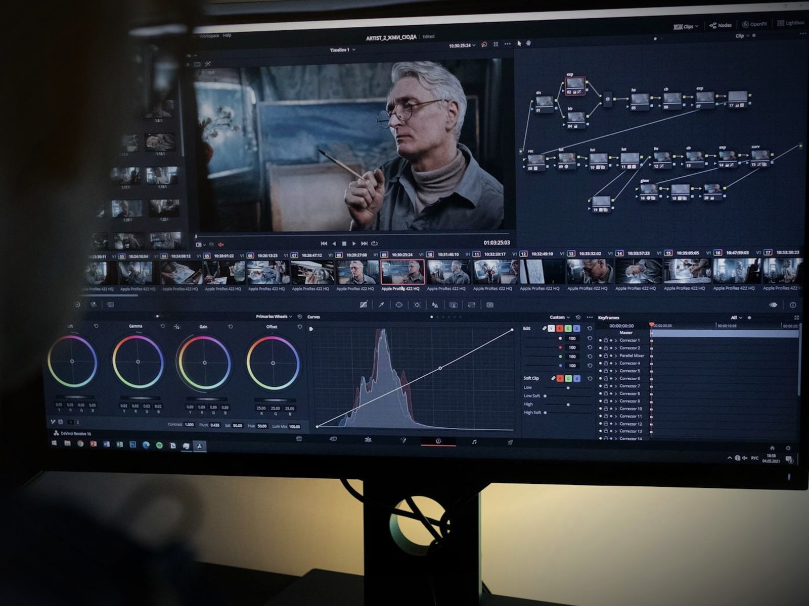Colour grading inside the CineGeny lab — cinema-grade finish, AI-native workflow